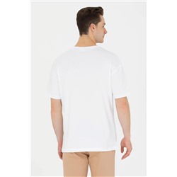 Erkek Beyaz Comfort Bisiklet Yaka Tişört