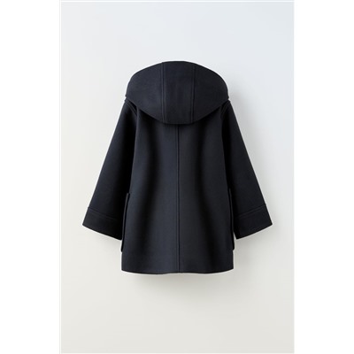 DOUBLE-BREASTED FELT TEXTURE 3/4 LENGTH COAT