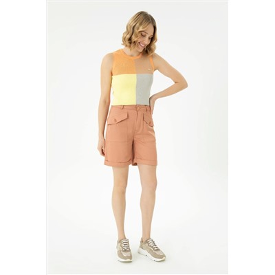 Kadın Pudra Dokuma Şort