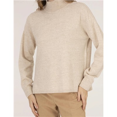 Balıkçı Yaka Krem Melanj Comfort Fit Basic Kazak