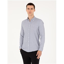 Lacivert Slim Fit Uzun Kollu Gömlek