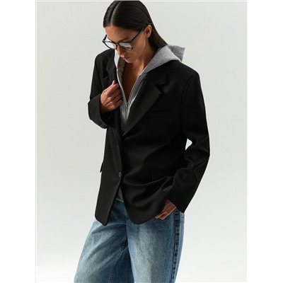 Однобортный жакет с капюшоном, ML825/emma