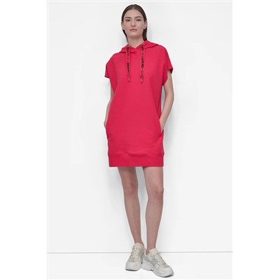 LOGO DRAWSTRING MINI HOODIE DRESS