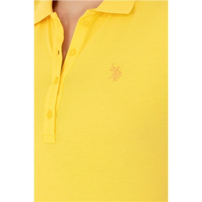 Kadın Sarı Basic Polo Yaka Tişört