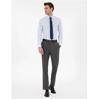 Açık Mavi Slim Fit Uzun Kollu Basic Gömlek