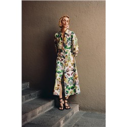 FLORAL PRINT POPLIN SHIRT DRESS