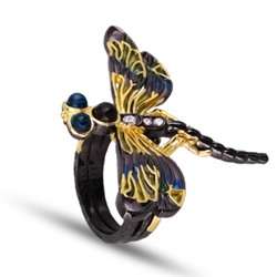 Кольцо Стрекоза (эмаль микс; покрытие черный родий, золото), Есть комплект