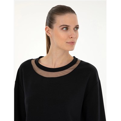 Siyah Crop Top Sweatshirt