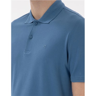 Koyu Mavi Regular Fit %100 Pamuk Polo Yaka Basic Tişört
