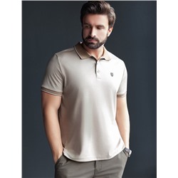 Футболка поло с воротником на пуговицах из полотна пике с меланжевым плетением с эластаном