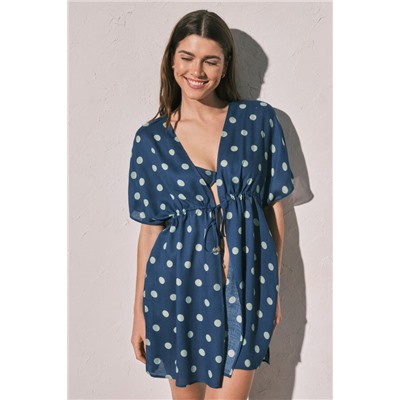 Túnica corta crepe ligero estampado lunares