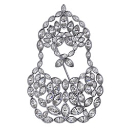 Брошь Матрешка (кристаллы SW белые; покрытие родий), Есть комплект