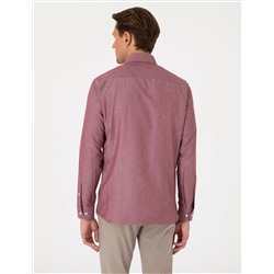 Bordo Oxford Slim Fit Kolay Ütülenebilir Gömlek