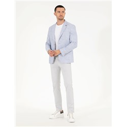 Açık Mavi Keten Karışımlı Spor Ceket