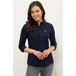 Kadın Lacivert Uzun Kollu Basic Gömlek