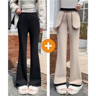 Женские узкие расклешенные брюки с флисовой подкладкой