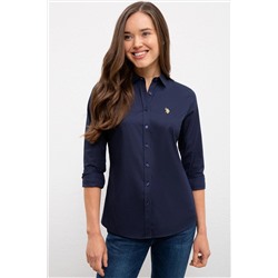 Kadın Lacivert Uzun Kollu Basic Gömlek