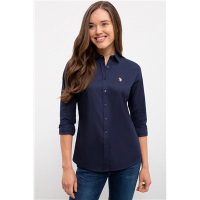 Kadın Lacivert Uzun Kollu Basic Gömlek