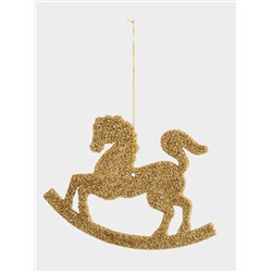Игрушка елочная, 12x9 см, 2 шт, пластик, Лошадка-качалка, New year