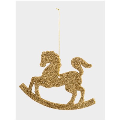 Игрушка елочная, 12x9 см, 2 шт, пластик, Лошадка-качалка, New year