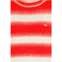 Kadın Nar Çiçeği Bisiklet Yaka Kazak