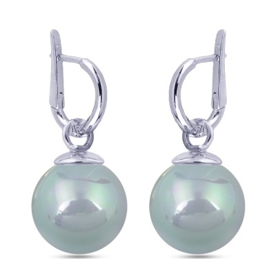 Серьги (Майорка 14мм голубая; покрытие родий), Есть комплект