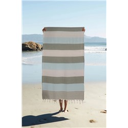 Homedius, %100 Pamuk American Desenli Püsküllü Peştemal Banyo Plaj Havlusu - 100x180 cm