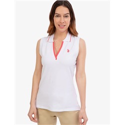 OPEN PLACKET SLEEVELESS POLO SHIRT