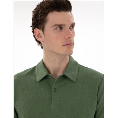 Haki Slim Fit Polo Yaka Tişört