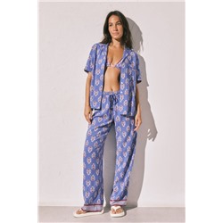 Pijama largo camisero estampado sello