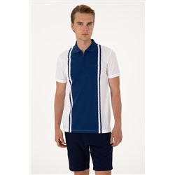 Erkek Regular Fit Beyaz Polo Yaka Fermuarlı Tişört