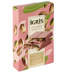 Шоколад розовый IGRIS с начинкой из фисташковой пасты и пишмание, 150г