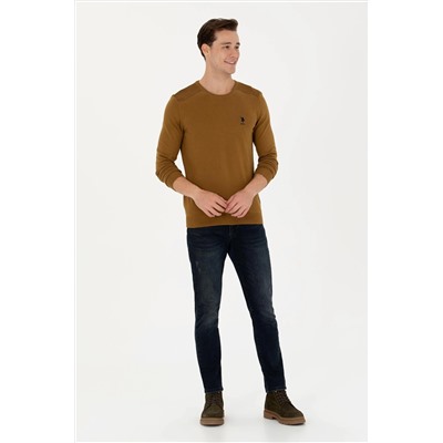 Erkek Açık Haki Basic Kazak