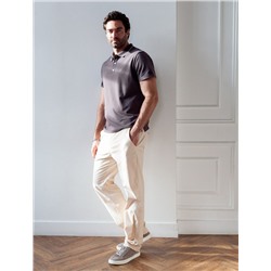 Футболка поло с плетеным воротником на пуговицах из эластичного хлопка