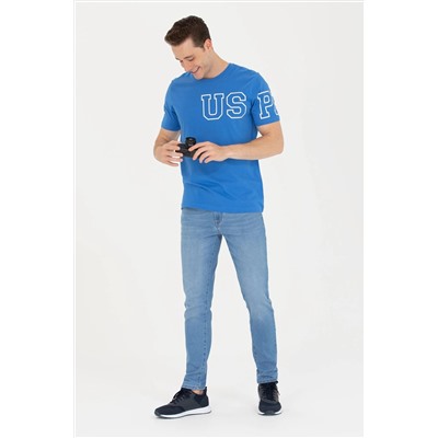 Erkek Saks Bisiklet Yaka Tişört