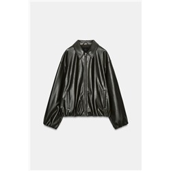 LEATHER EFFECT JACKET WITH ELASTICATED DETAILS