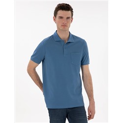 Koyu Mavi Regular Fit %100 Pamuk Polo Yaka Basic Tişört
