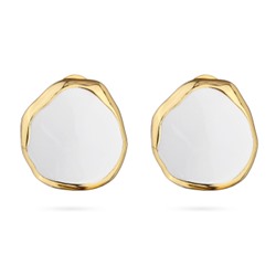 Серьги Палитра (эмаль белая; покрытие золото), Есть комплект