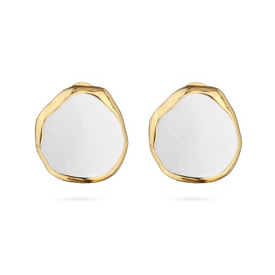 Серьги Палитра (эмаль белая; покрытие золото), Есть комплект