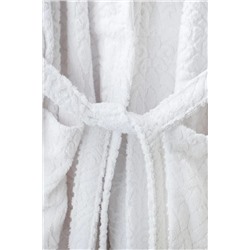 Bernay %100 Pamuk Jakarlı Unisex Şalyaka Bornoz - Beyaz - Natural Koleksiyon