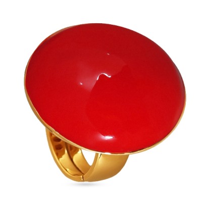 Кольцо 3см Геометрия (эмаль алая; покрытие золото), Есть комплект