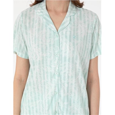 Mint Kısakollu Gömlek Pijama Takımı