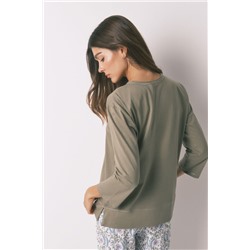 Camiseta manga ¾ 100% algodón kaki