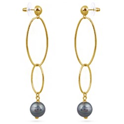 Серьги (Майорка 12мм серо-голубая; покрытие золото), Есть комплект