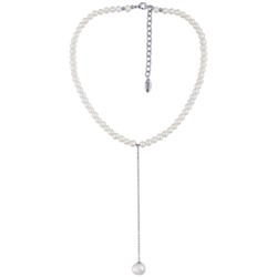 Колье (жемчуг белый 5-9мм; покрытие родий) 38-45см, Есть комплект