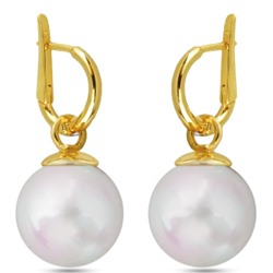 Серьги (Майорка 14мм белая; покрытие золото, Есть комплект