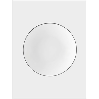 Тарелка суповая, 18,5х5 см, фарфор P, белая, с серебристым кантом, White Platinum