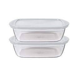 Pyrex® Daily Frischhaltedosen rechteckig, 2er Set, aus Borosilikatglas