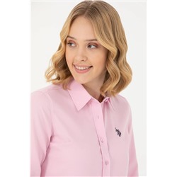 Kadın Lila Uzun Kollu Basic Gömlek