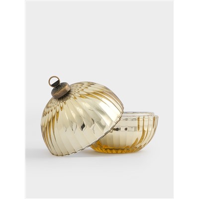 Емкость для хранения, 13х11 см, 180 мл, стекло/металл, шампань, Шар, Сhristmas time